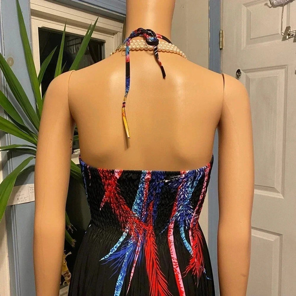 Romantic Sini Boho Artsy Y2K Strapless High low Maxi Dress Women Size L Stretch - Picture 6 of 7